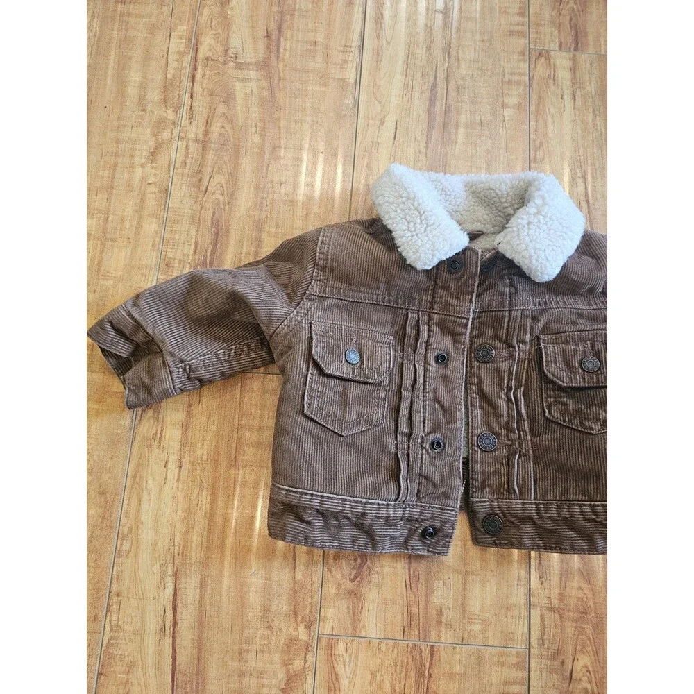 Baby Gap Deep Camel Corduroy Sherpa Lined Winter Coat Jacket Size 0-6M